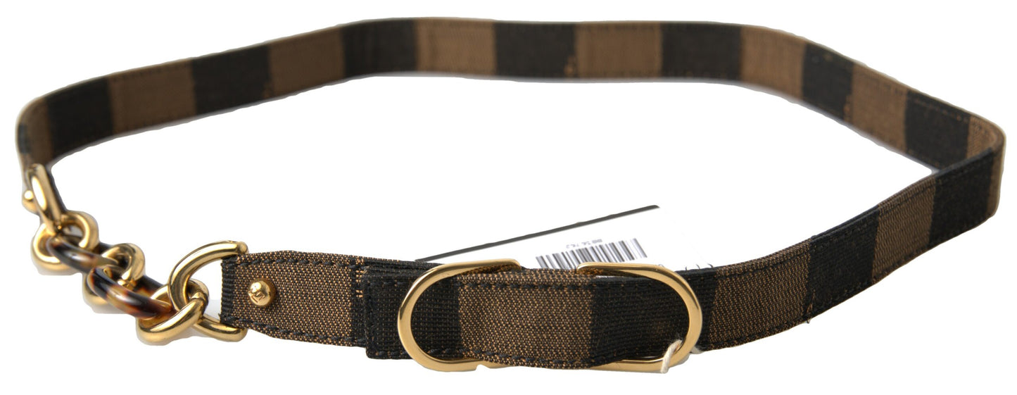 Fendi Elegant Canvas Stripe Motif Belt