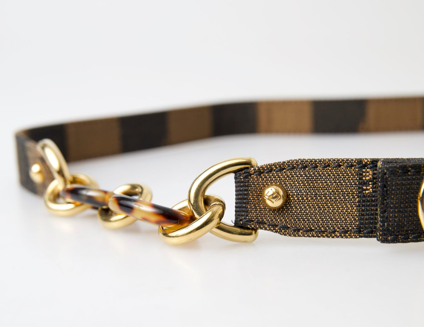 Fendi Elegant Canvas Stripe Motif Belt