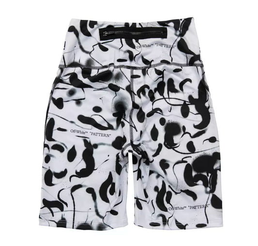 Off-White Chic Monochrome Printed Short Leggings