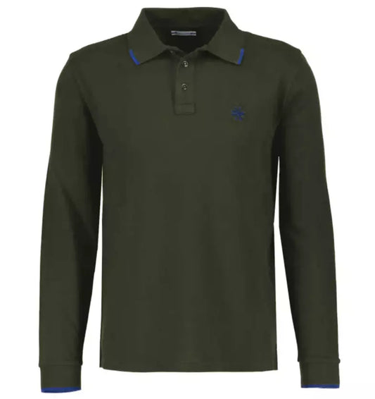 Jacob Cohen Elegant Long Sleeve Cotton Polo in Green