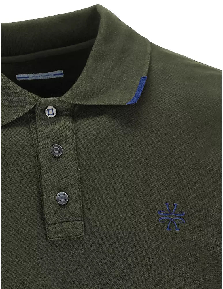 Jacob Cohen Elegant Long Sleeve Cotton Polo in Green