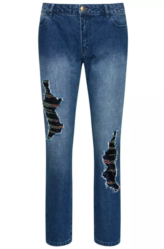 Twinset Chic High-Waisted Distressed Sequined Jeans