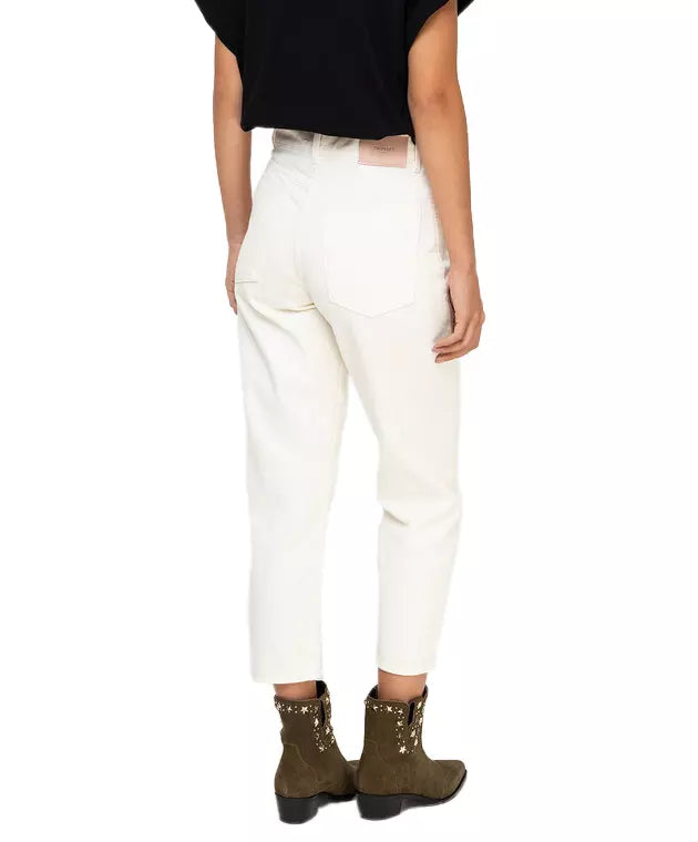 Twinset Chic White Cotton Regular Fit Jeans