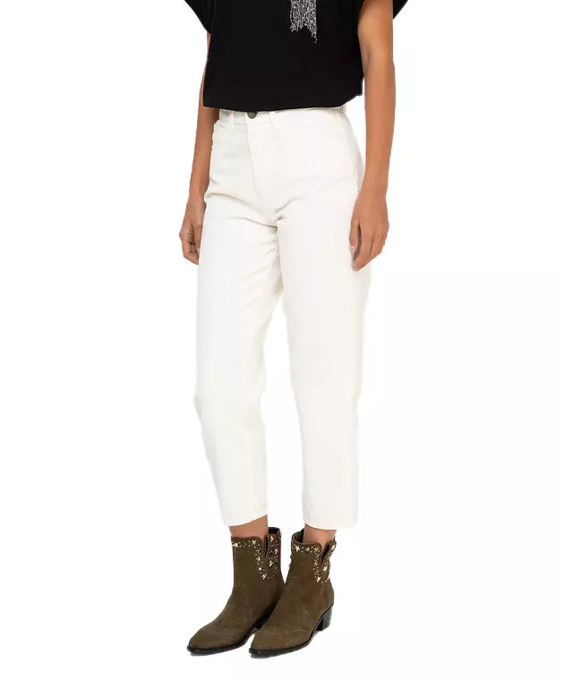 Twinset Chic White Cotton Regular Fit Jeans