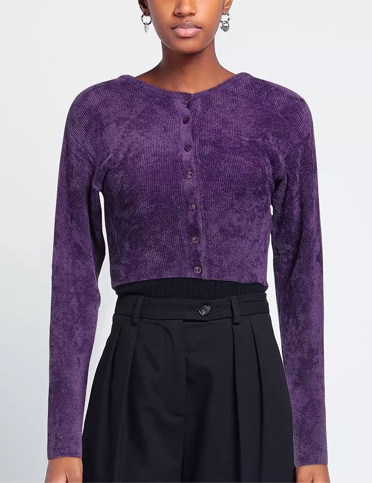 Twinset Elegant Purple Crew-Neck Cardigan