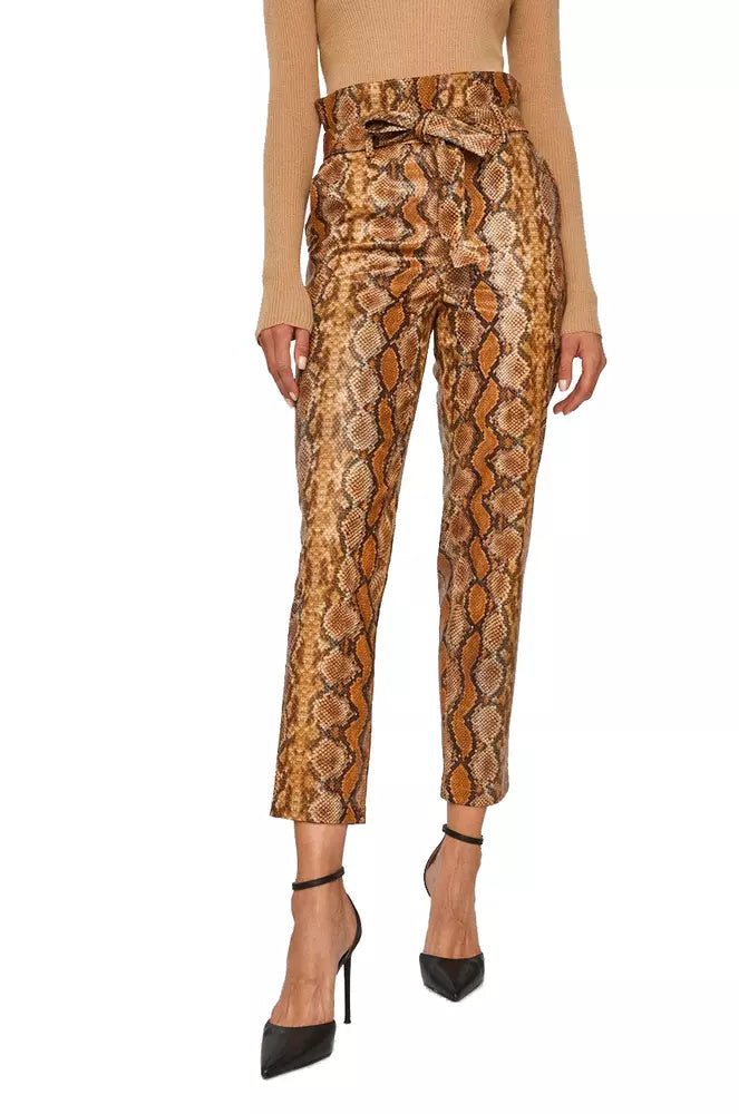 Twinset Chic Python Print Eco-Leather Trousers