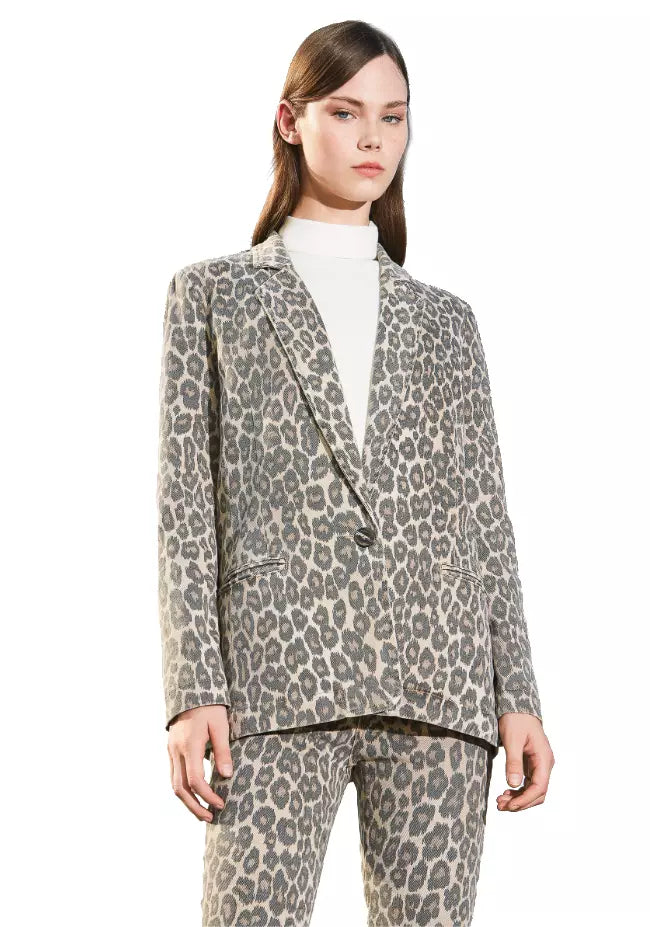 Twinset Chic Leopard Print One-Button Jacket