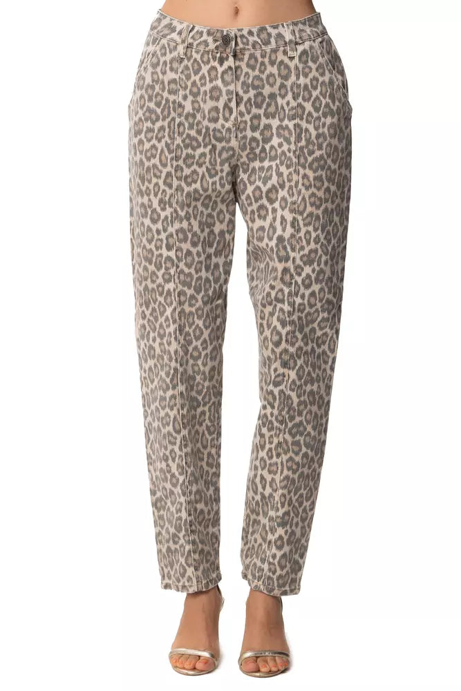 Twinset Elegant Leopard Print Trousers for Sophisticated Style