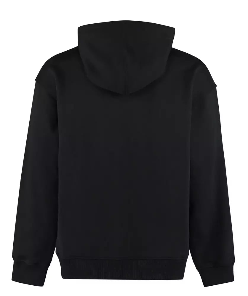 Valentino Elegant Black Cotton Hoodie with Contrasting Print