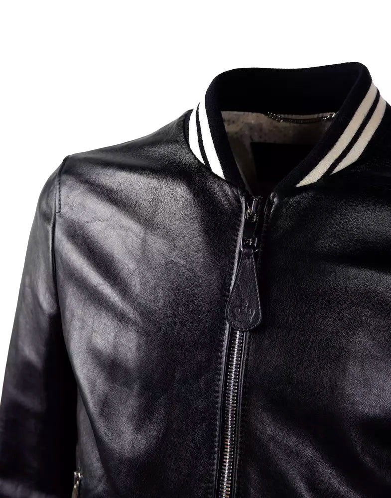 Dolce & Gabbana Sleek Black Lambskin Leather Jacket