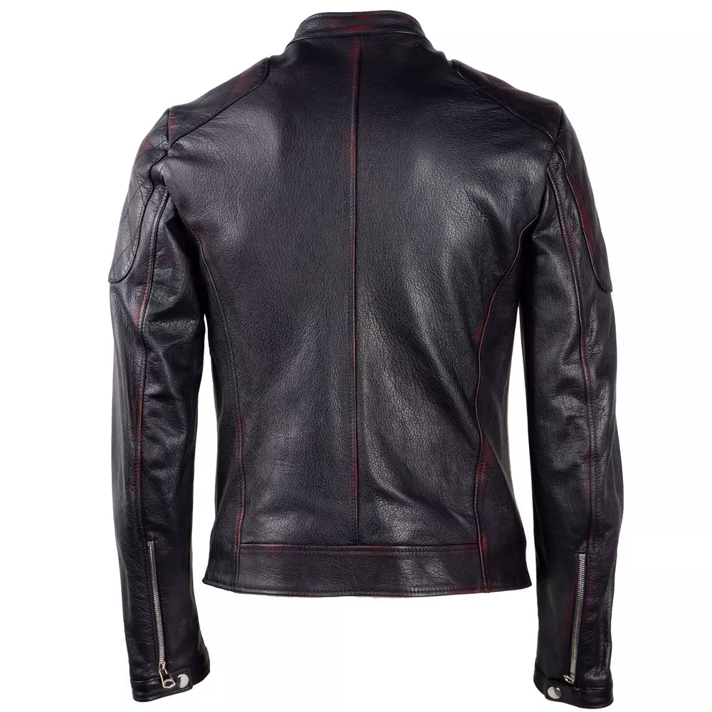 Dolce & Gabbana Elegant Black Leather Biker Jacket