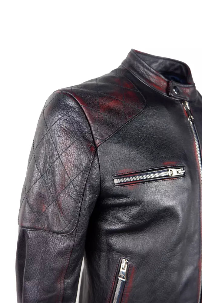 Dolce & Gabbana Elegant Black Leather Biker Jacket