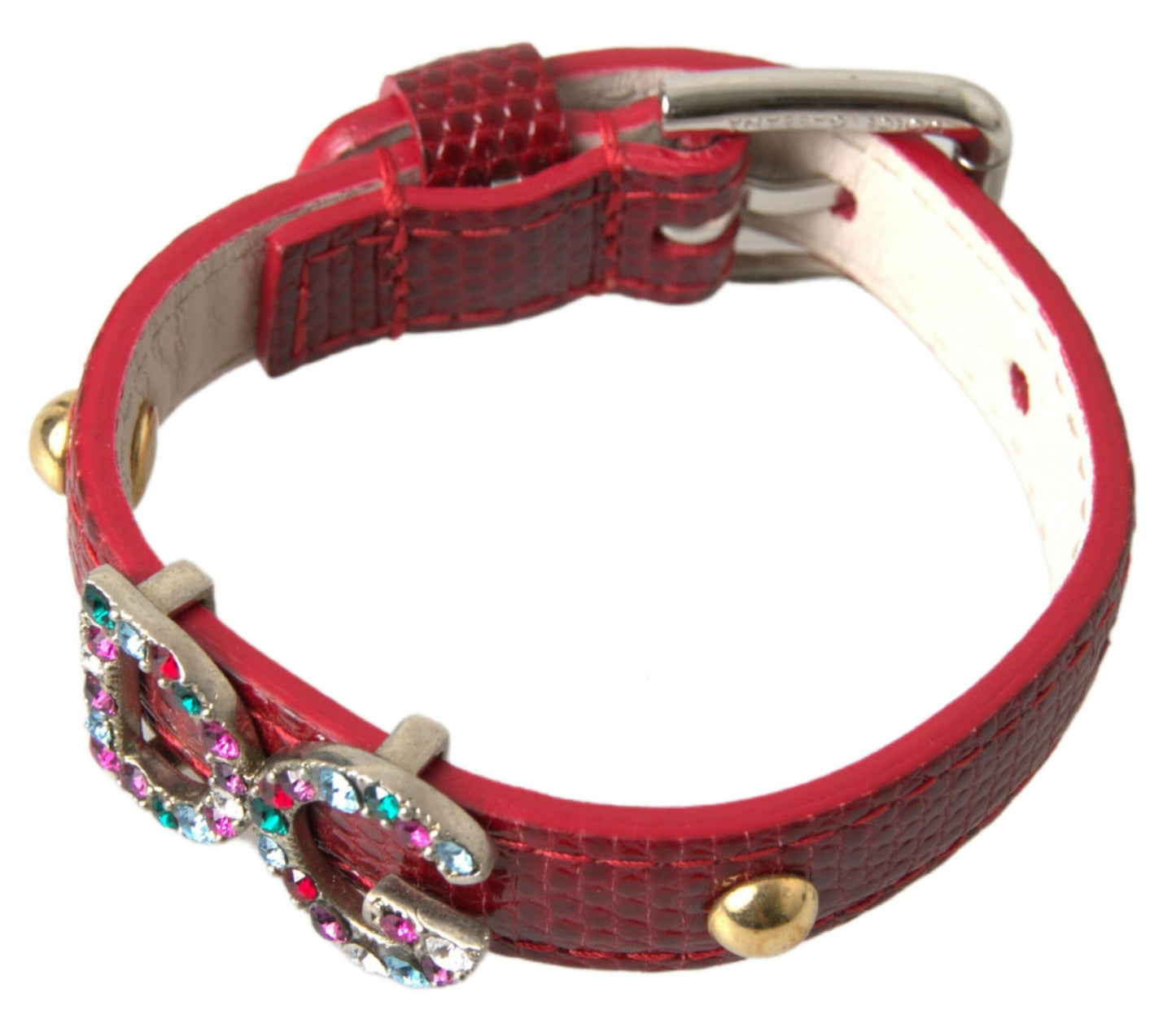 Dolce & Gabbana Chic Red Iguana Leather Wrap Bracelet