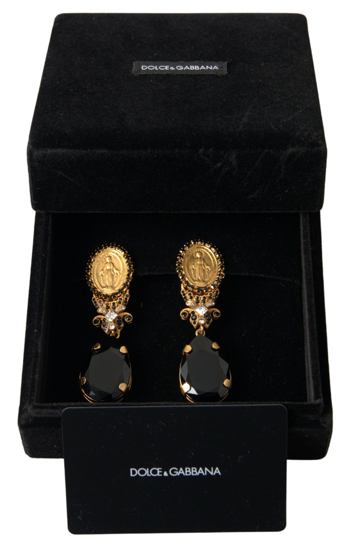 Dolce & Gabbana Gold Votive Crystal Madonna Earrings