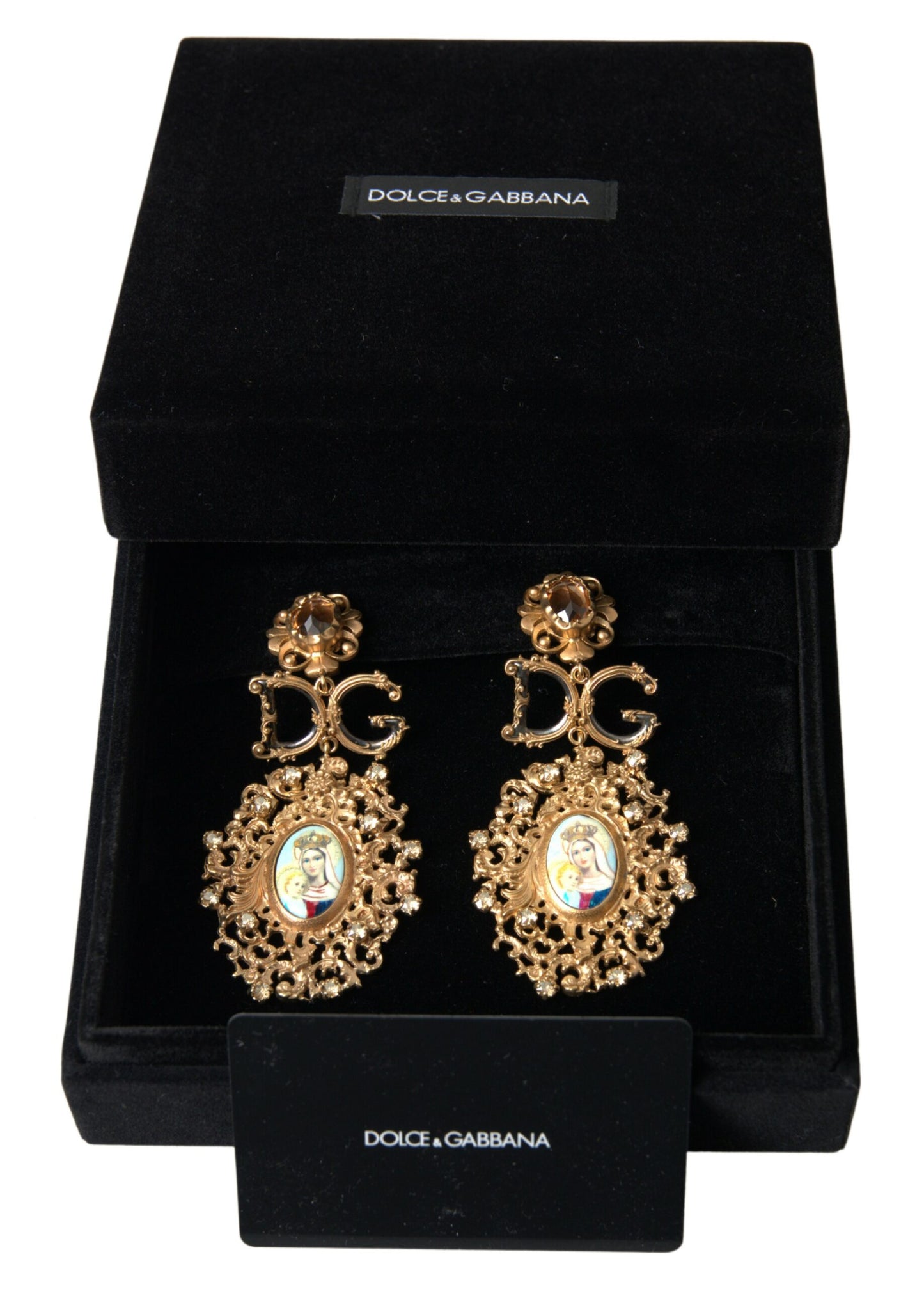 Dolce & Gabbana Elegant Gold Crystal Clip-On Earrings