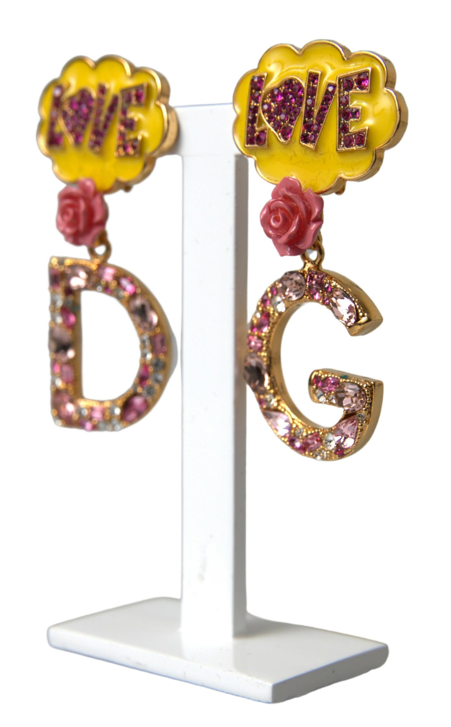 Dolce & Gabbana Glimmering Gold Crystal Dangle Earrings