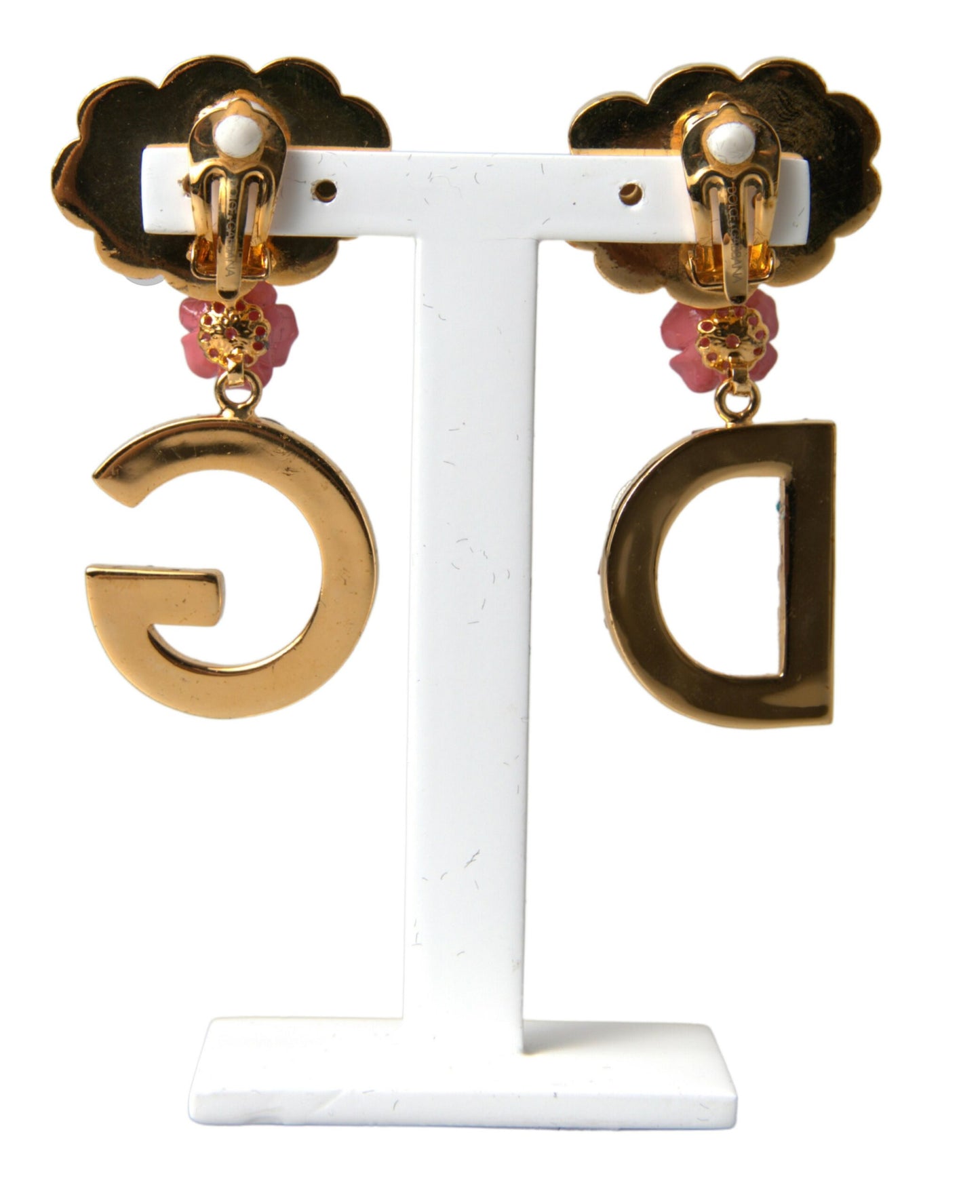 Dolce & Gabbana Glimmering Gold Crystal Dangle Earrings