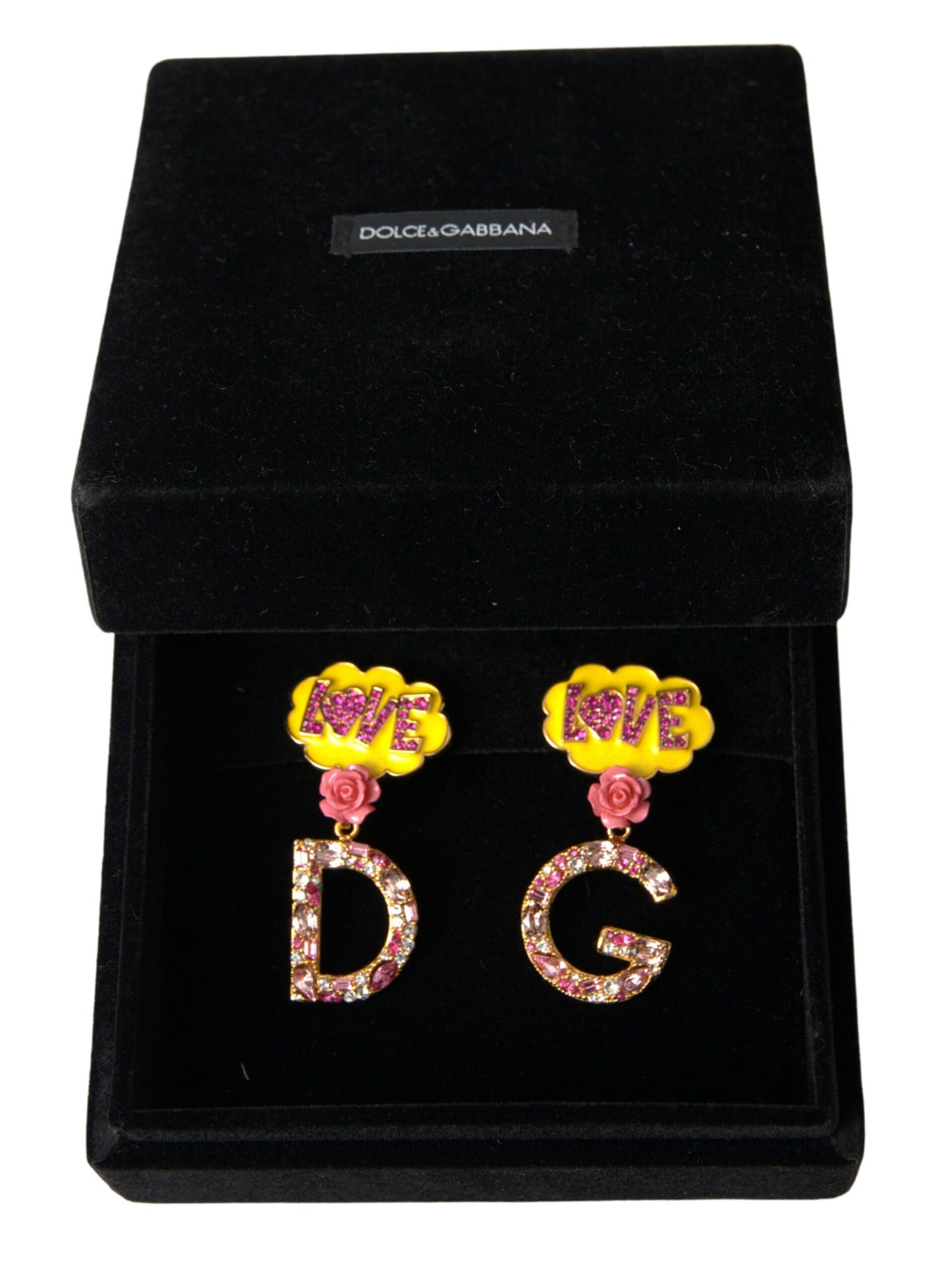 Dolce & Gabbana Glimmering Gold Crystal Dangle Earrings