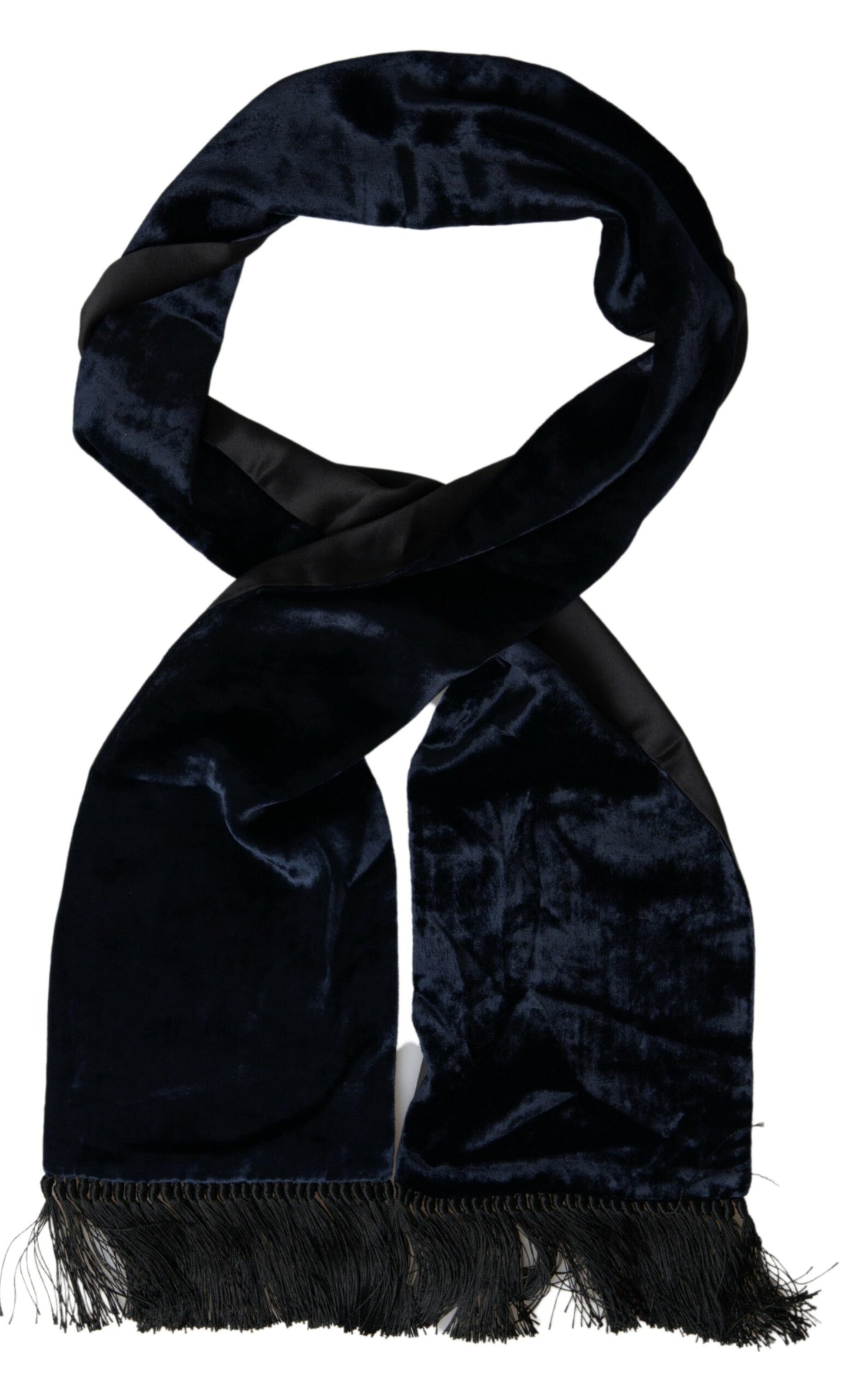 Dolce & Gabbana Elegant Silk Velvet Men's Scarf - Dark Blue