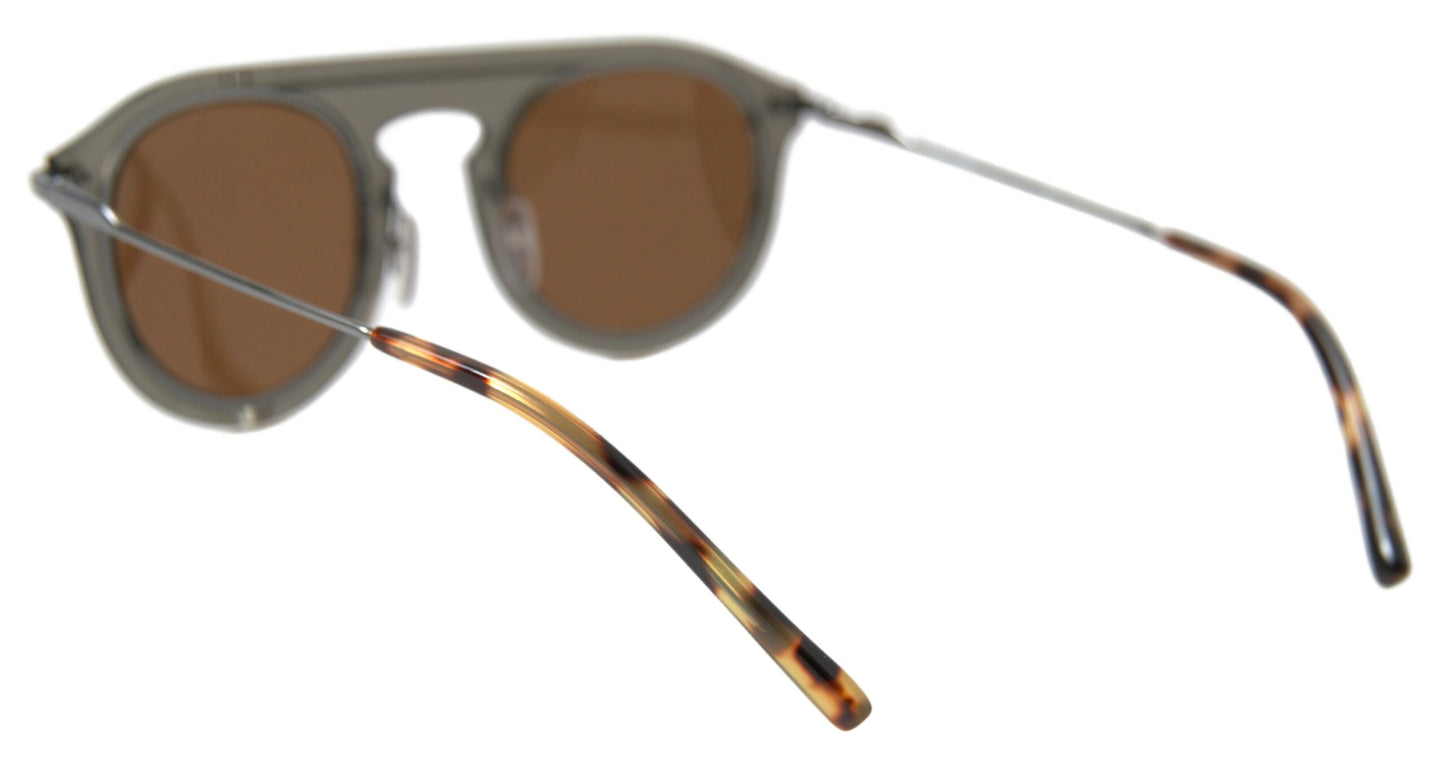 Dolce & Gabbana Chic Brown Metal Phantos Sunglasses