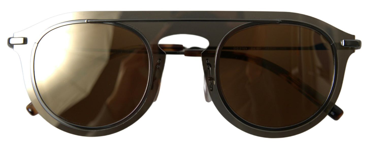 Dolce & Gabbana Chic Brown Metal Phantos Sunglasses