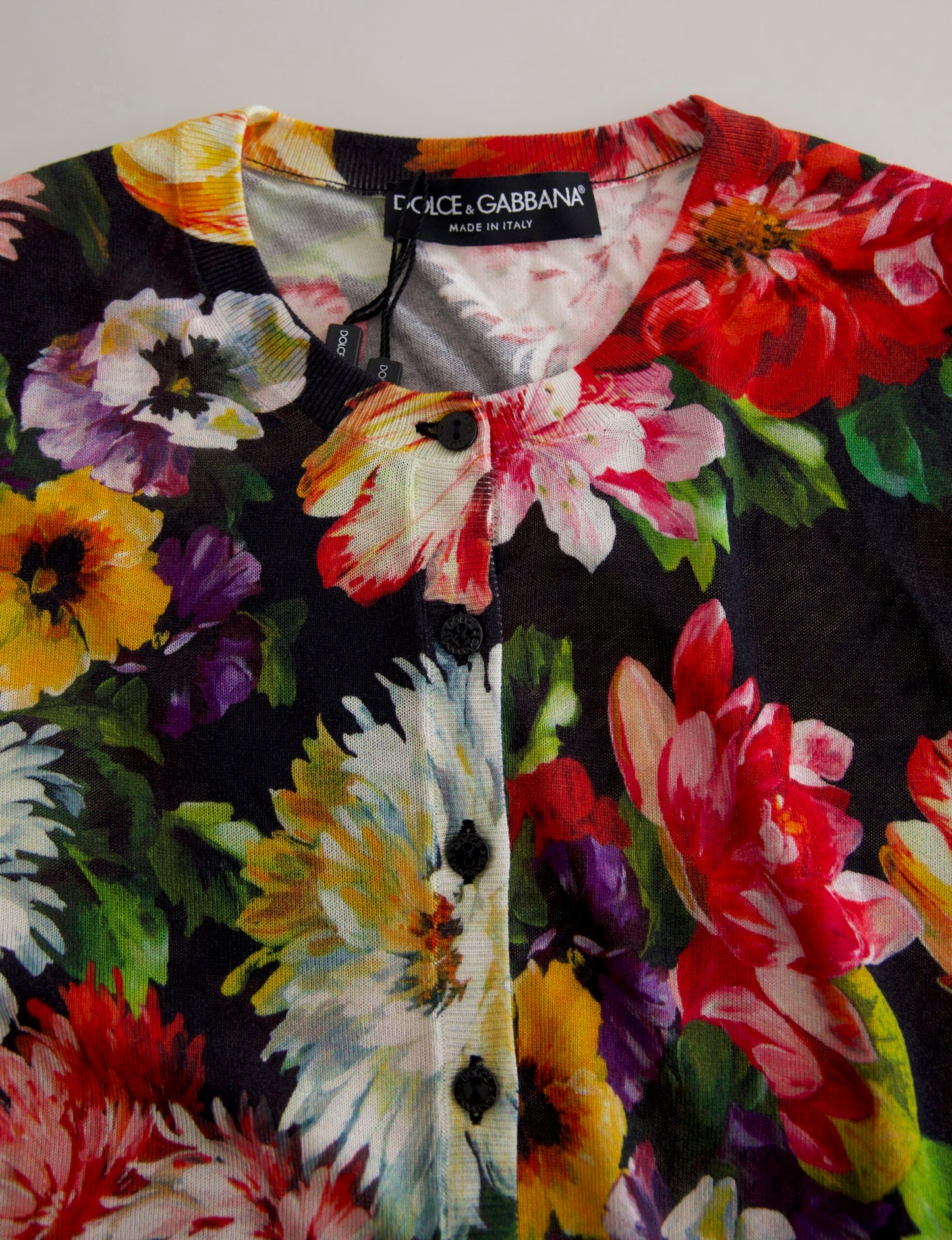 Dolce & Gabbana Multicolor Silk Button Down Cardigan Sweater