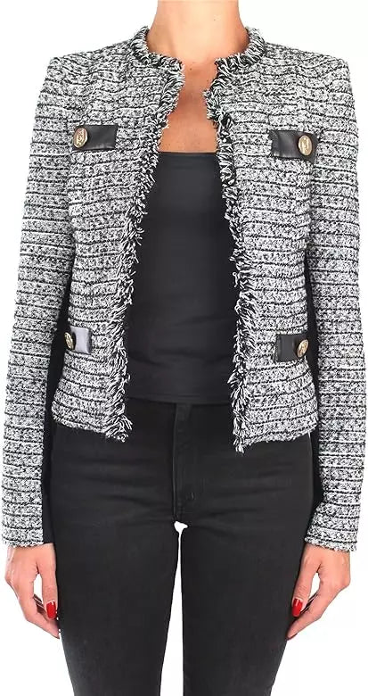 Liu Jo Elegant Knit Jacket with Eco-Leather Accents