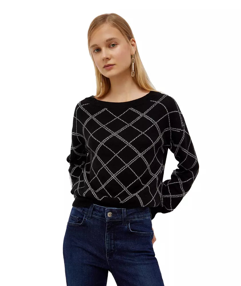 Liu Jo Rhinestone Embellished Check Sweater