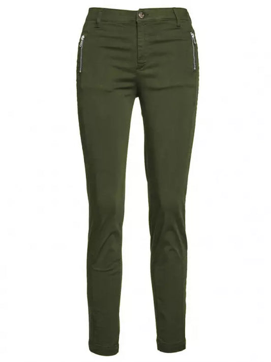 Liu Jo Elegant Stretch Cotton Trousers with Rhinestone Detail