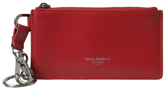 Dolce & Gabbana Chic Red Leather Card Holder Wallet