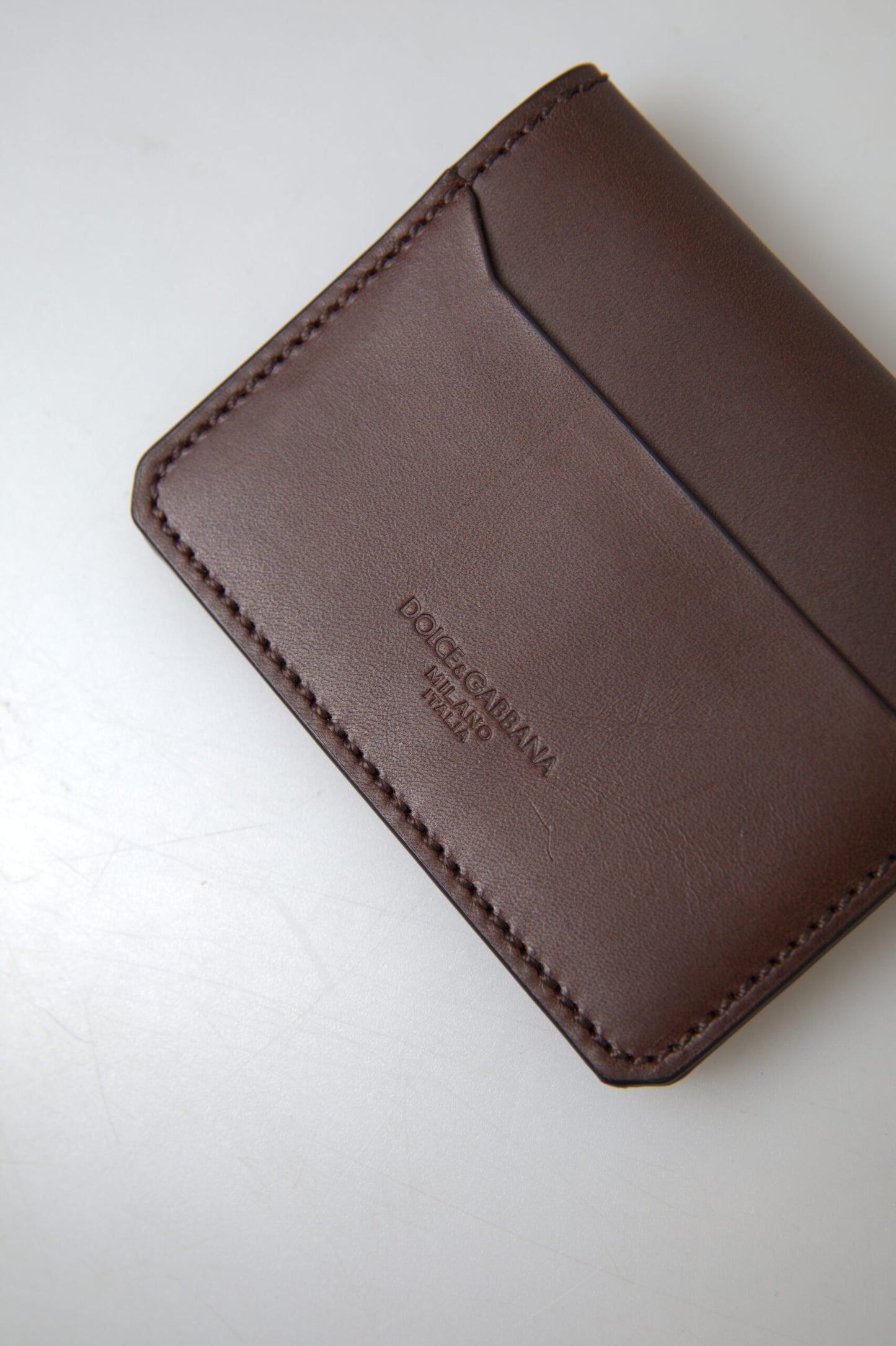 Dolce & Gabbana Elegant Brown Leather Cardholder