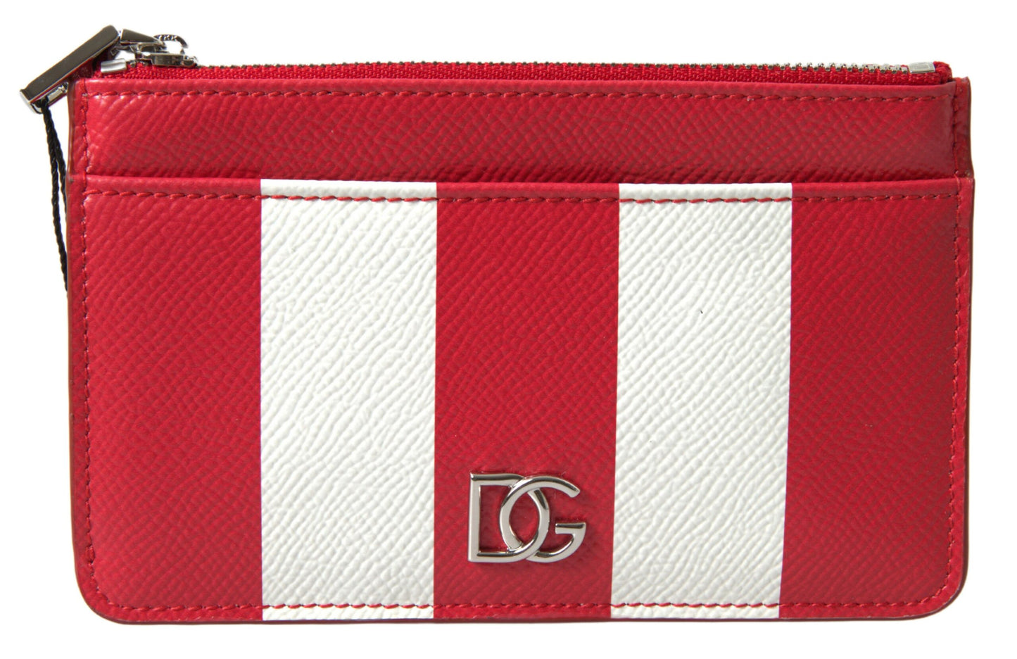 Dolce & Gabbana Elegant Striped Leather Card Holder