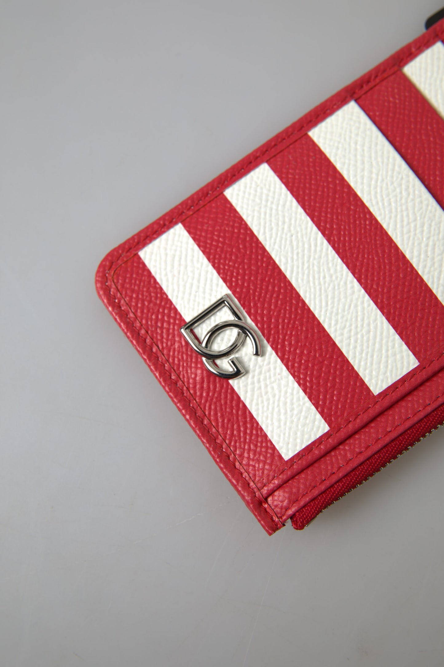 Dolce & Gabbana Elegant Striped Leather Card Holder