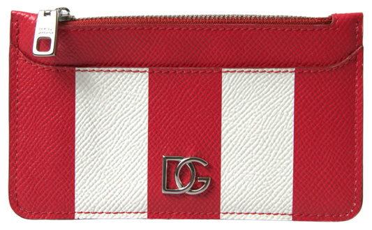 Dolce & Gabbana Elegant Striped Leather Card Holder