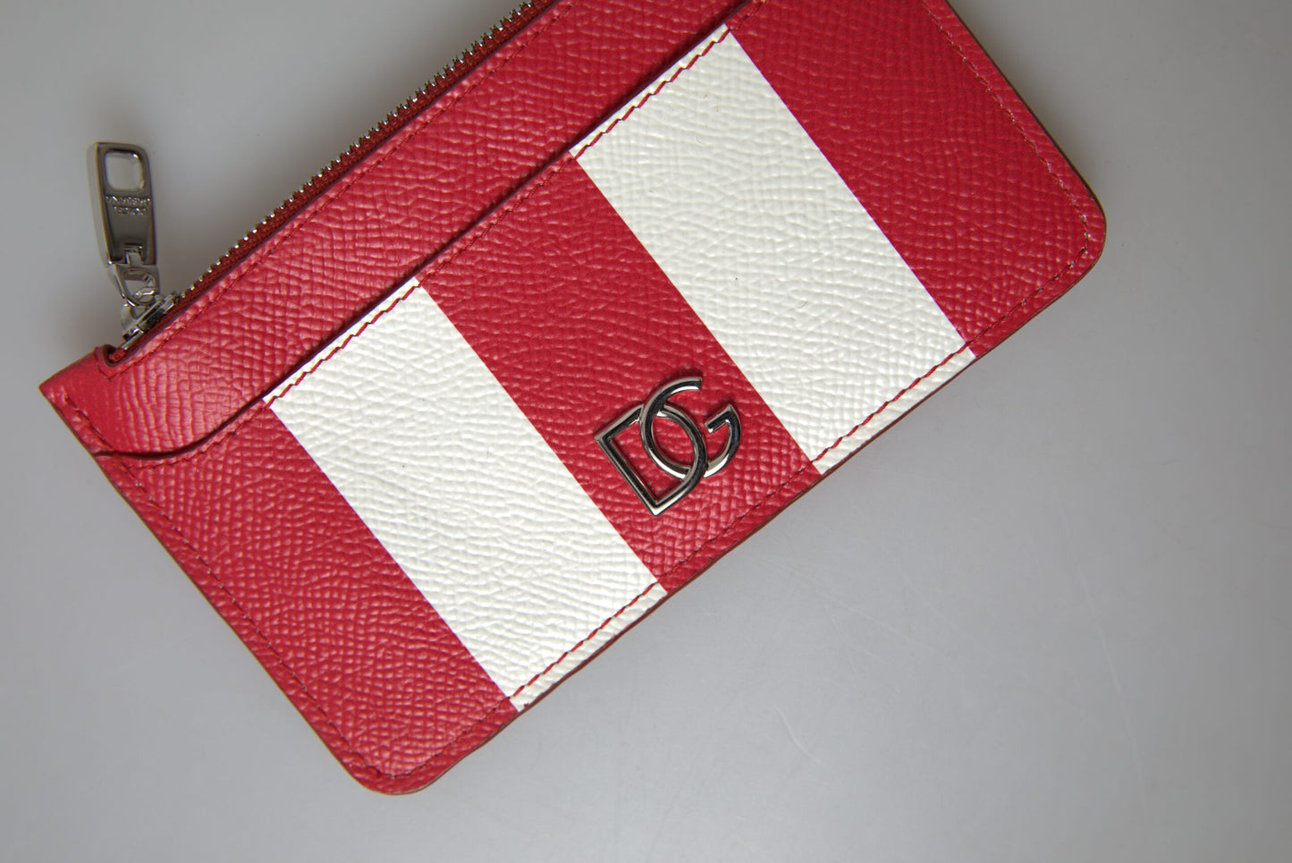 Dolce & Gabbana Elegant Striped Leather Card Holder