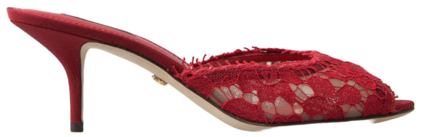 Dolce & Gabbana Red Taormina Lace Heels Sandals