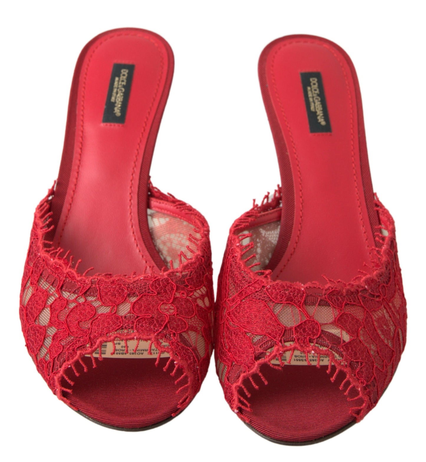 Dolce & Gabbana Red Taormina Lace Heels Sandals