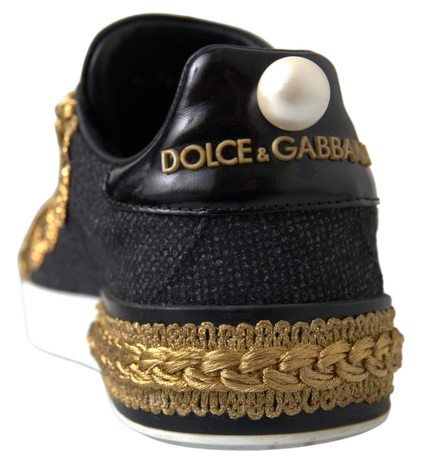 Dolce & Gabbana Elegant Portofino Sneakers in Black & Gold