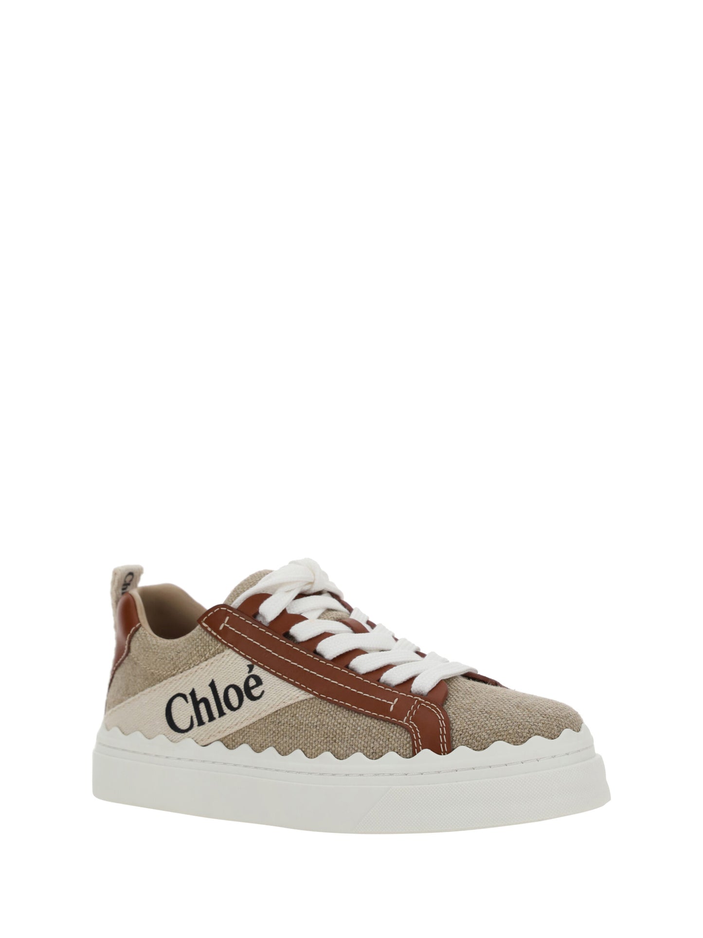 Chloé Exquisite Cotton & Calfskin Lace-Up Sneakers