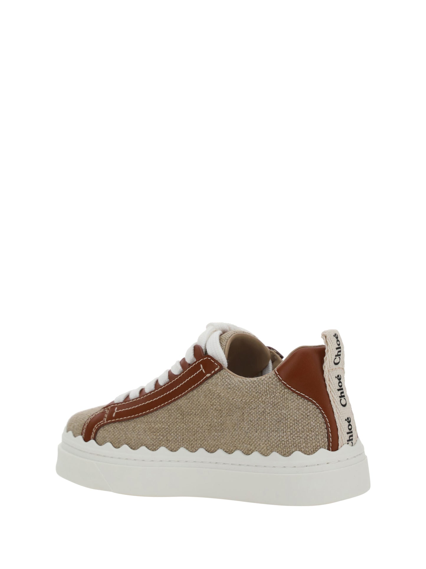 Chloé Exquisite Cotton & Calfskin Lace-Up Sneakers