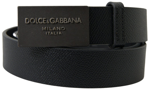 Dolce & Gabbana Elegant Black Leather Belt with Logo Buckle