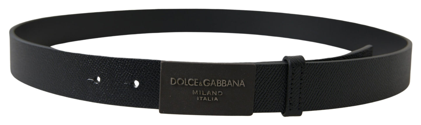 Dolce & Gabbana Elegant Black Leather Belt with Logo Buckle