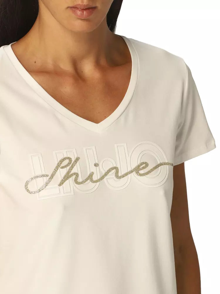 Liu Jo Glitter Logo Print Cotton T-Shirt