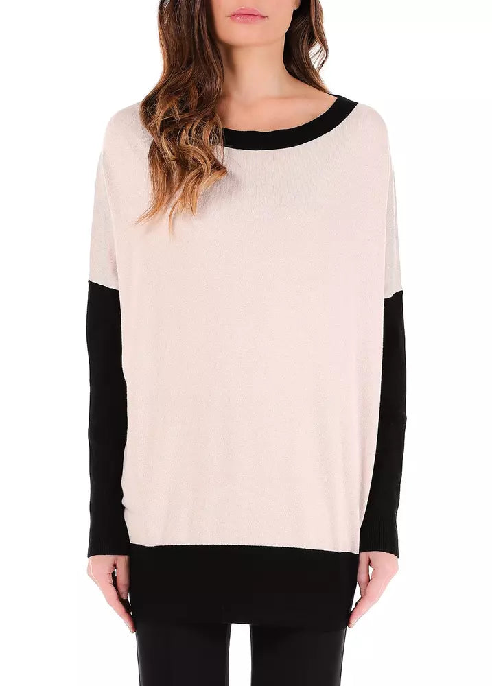 Liu Jo Chic Two-Tone Oversized Sweater in Stretch Viscose