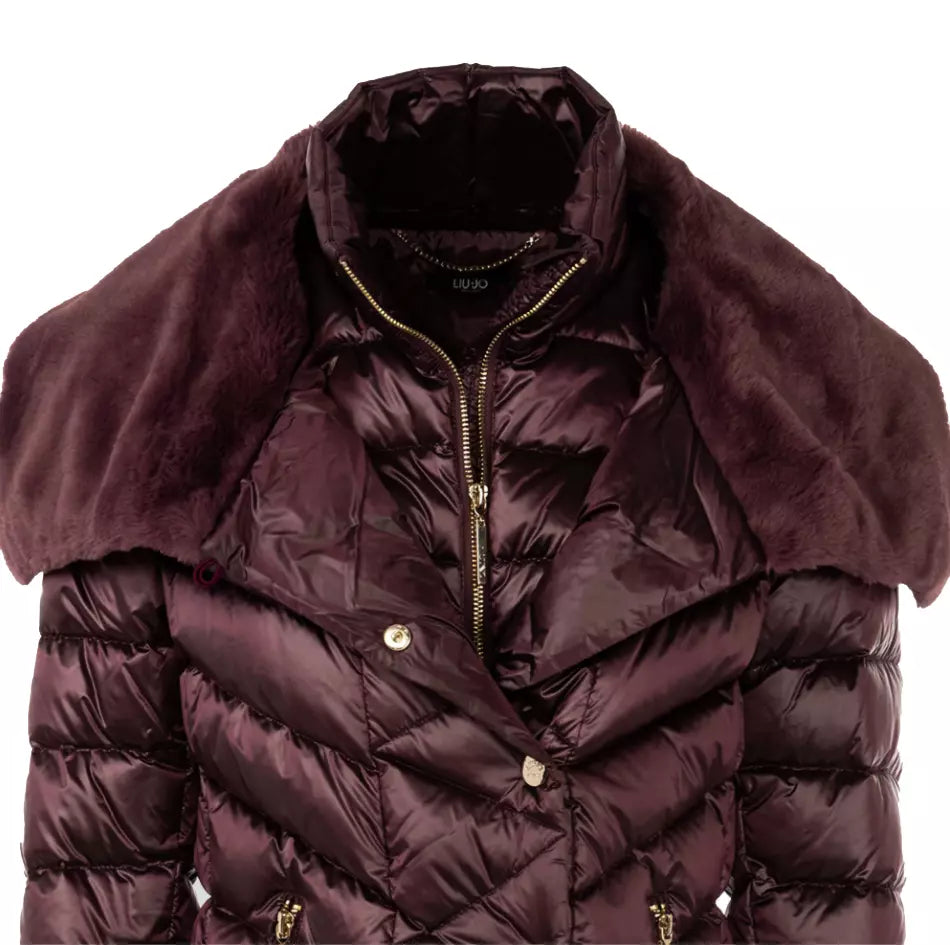 Liu Jo Plush Collar Down Jacket in Purple