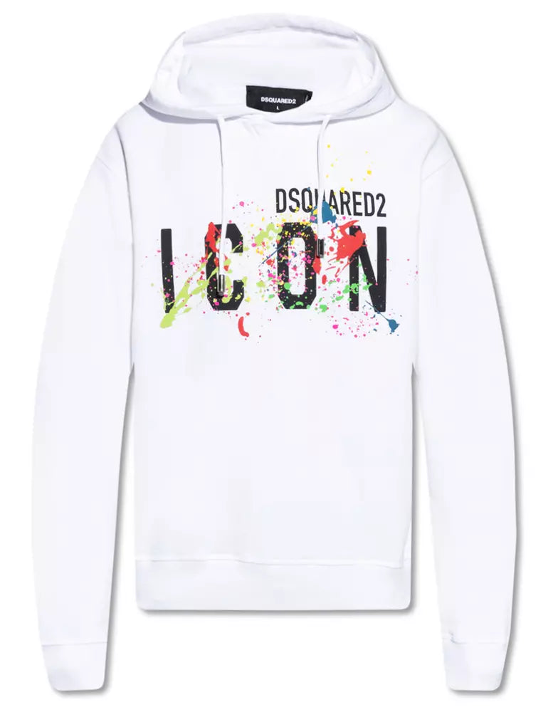 Dsquared² Elegant White Cotton Hoodie with Logo Print