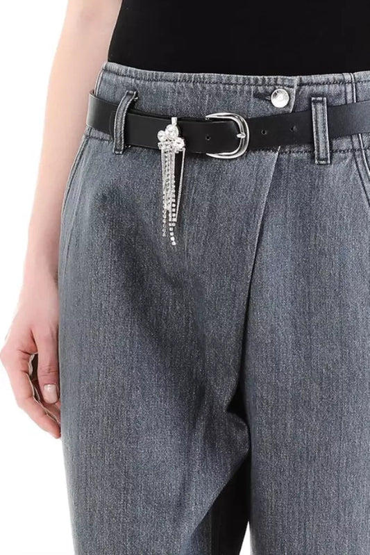 Liu Jo Chic Grey High-Waisted Jewel Belt Jogger Jeans