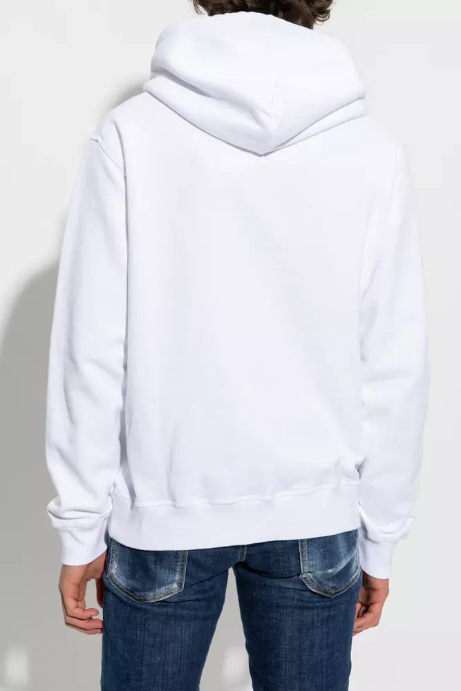 Dsquared² Elegant White Cotton Hoodie with Logo Print