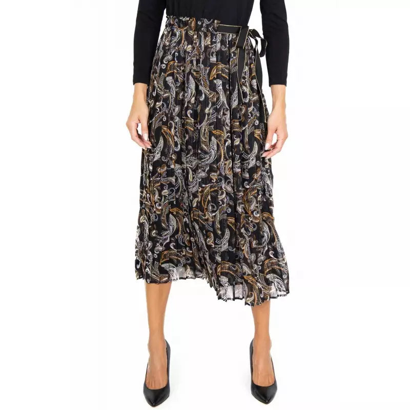 Liu Jo Chic Abstract Print Midi Dress with Ribbon Waist