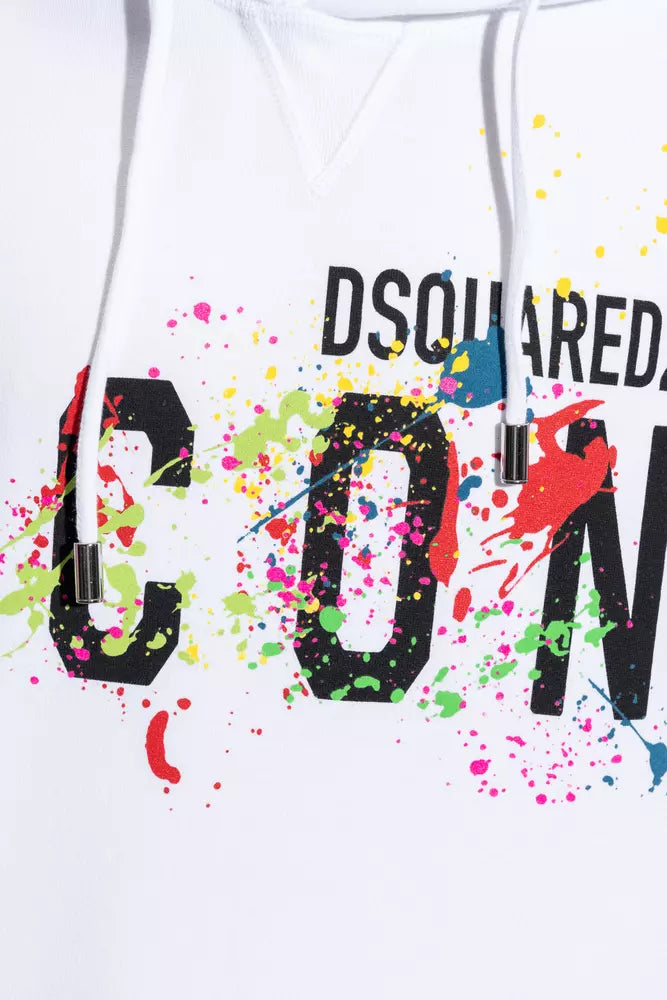 Dsquared² Elegant White Cotton Hoodie with Logo Print